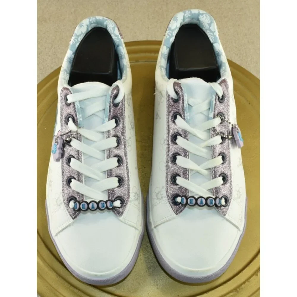 Disney GroundUp Women Shoes Size 8 Lilo & Stitch Ohana Low Top Sneakers w/Charms